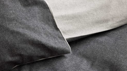 Bettwäsche-Set Interliving aus Stoff in Anthrazit Interliving Bettwäsche Serie 9118 - Biberbettwäsche mit zwei Kopfkissenbezügen Anthrazit & Hellgrau - ca. 60 x 80 cm und ca. 155 x 220 cm