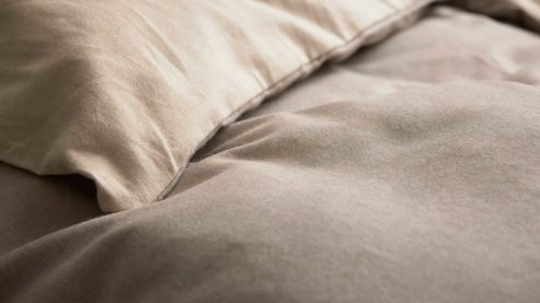 Bettwäsche-Set Interliving aus Stoff in Beige Interliving Bettwäsche Serie 9118 - Biberbettwäsche mit zwei Kopfkissenbezügen Creme & Cappuccino - ca. 80 x 80 cm und ca. 200 x 200 cm