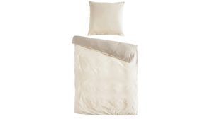 Bettwäsche-Set Interliving aus Stoff in Beige Interliving Bettwäsche Serie 9118 - Biberbettwäsche mit zwei Kopfkissenbezügen Creme & Cappuccino - ca. 80 x 80 cm und ca. 200 x 200 cm
