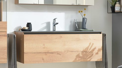 Badmöbel-Set Interliving aus Holz in Holzfarben Interliving Bad Serie 7405 - Badmöbel-Set Basis Eiche Sierra - Breite ca. 120 cm