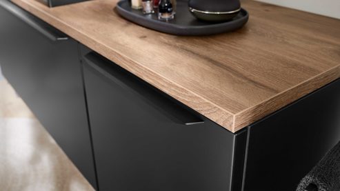 Badmöbel-Set Interliving aus Holz in Schwarz Interliving Bad Serie 7340 - Badmöbel-Set mit vielen Extras Mattschwarz & Vikings Oak