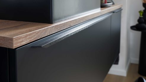 Badmöbel-Set Interliving aus Holz in Schwarz Interliving Bad Serie 7340 - Badmöbel-Set mit vielen Extras Mattschwarz & Vikings Oak