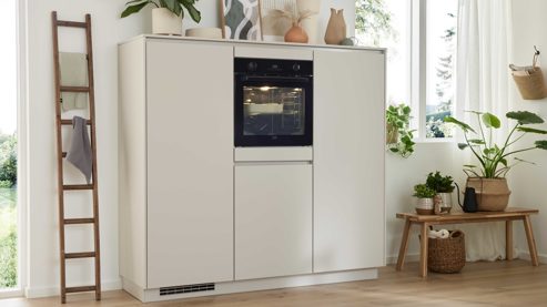 Einbauküche culineo® aus Holz in Beige Culineo® Einbauküche C945 mit beko Einbaugeräten Sand - Stellfläche ca. 377 x 300 cm