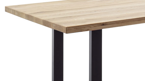 Esstisch Mca direkt aus Holz in Holzfarben Esstisch-Serie Deba Wildeiche & schwarzes U-Metallgestell, gerade Kante - ca. 200 x 100 cm