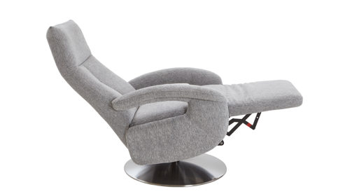 Relaxsessel Steinpol sit&more aus Stoff in Grau Relaxsessel Tycoon graues Flachgewebe Orlean Steel & edelstahlfarbener Drehteller