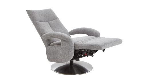 Relaxsessel Steinpol sit&more aus Stoff in Grau Relaxsessel Tycoon graues Flachgewebe Orlean Steel & edelstahlfarbener Drehteller