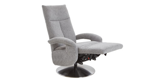 Relaxsessel Steinpol sit&more aus Stoff in Grau Relaxsessel Tycoon graues Flachgewebe Orlean Steel & edelstahlfarbener Drehteller