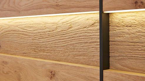 Komplettzimmer Interliving aus Holz in Holzfarben Interliving Schlafzimmer Serie 1024 – Komplettzimmer mit Extras Design 24, Balkeneiche - Schwebetüren, Breite ca. 271 cm